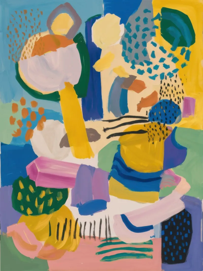 Cubist Luncheon Abstract Leinwand mit Schattenfugenrahmen von Wish Studio