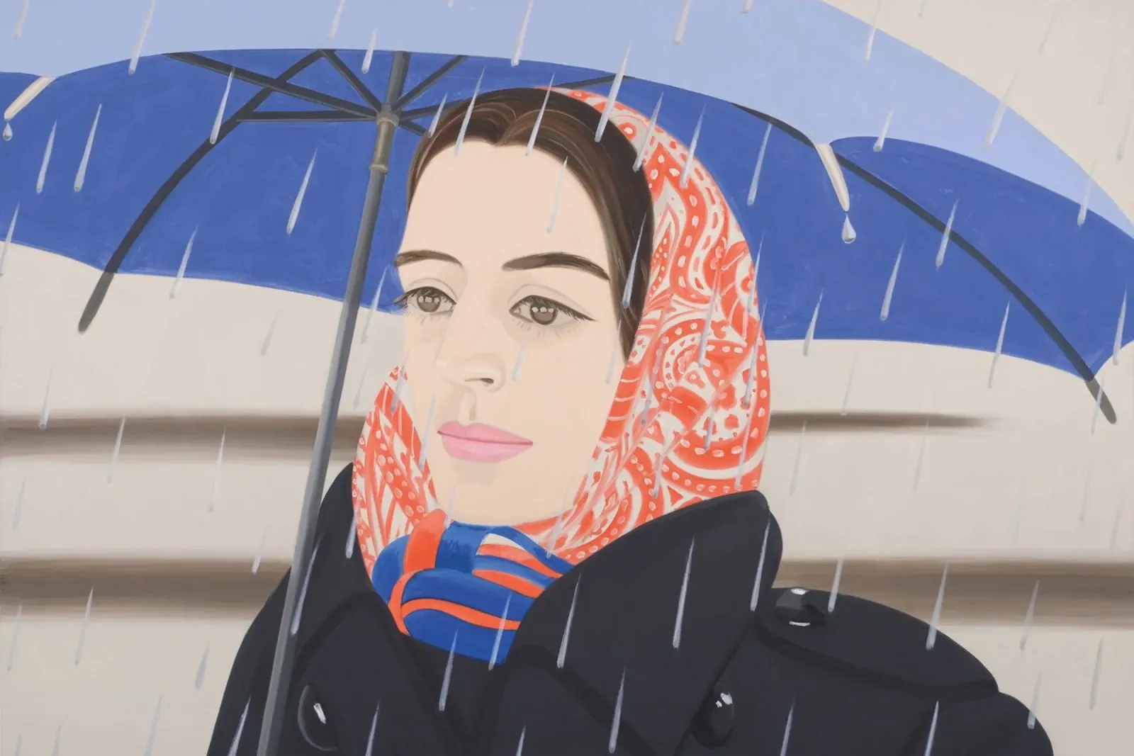 Ombrello blu Alex Katz tela con Cornice a cassetta da Marcobarshop