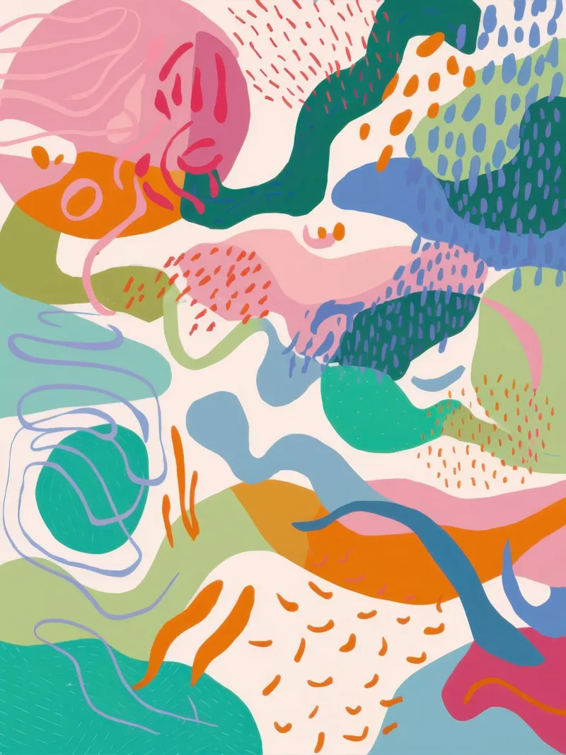 Pastel Fluid Forms canvas with Floater frame by Echo Saber