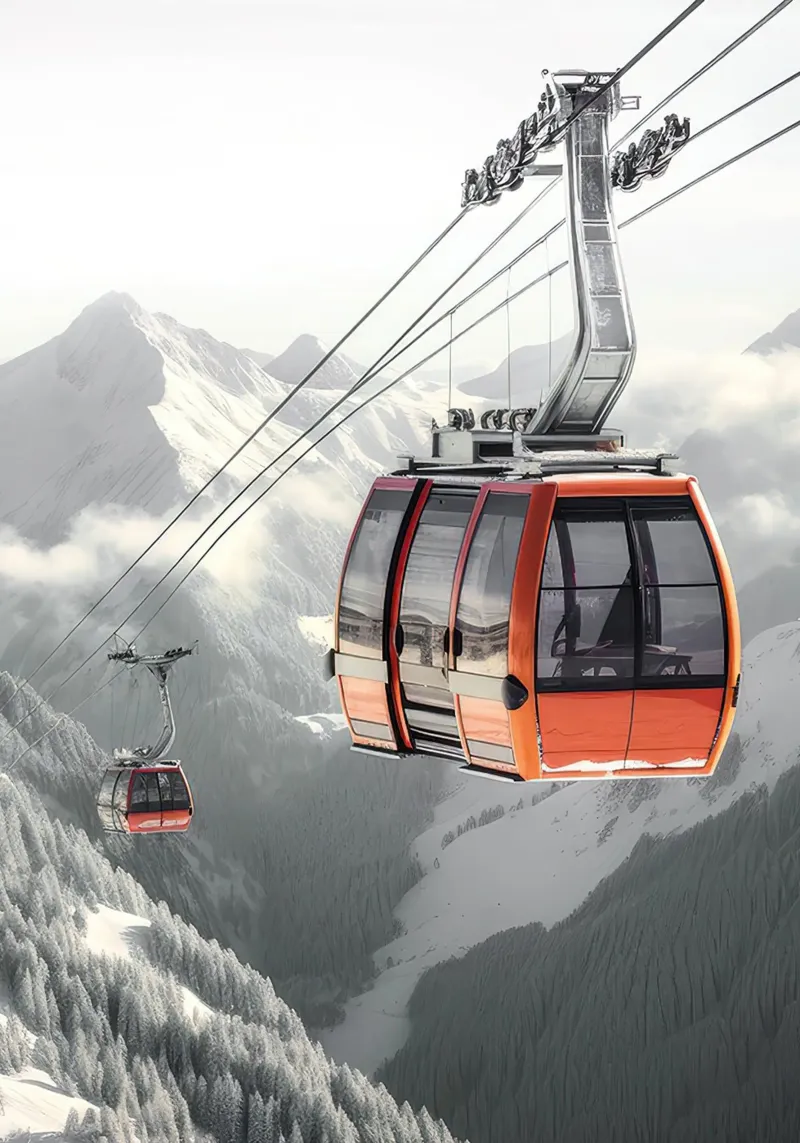 Gondelbahn Leinwand mit Schattenfugenrahmen von World of Pearce