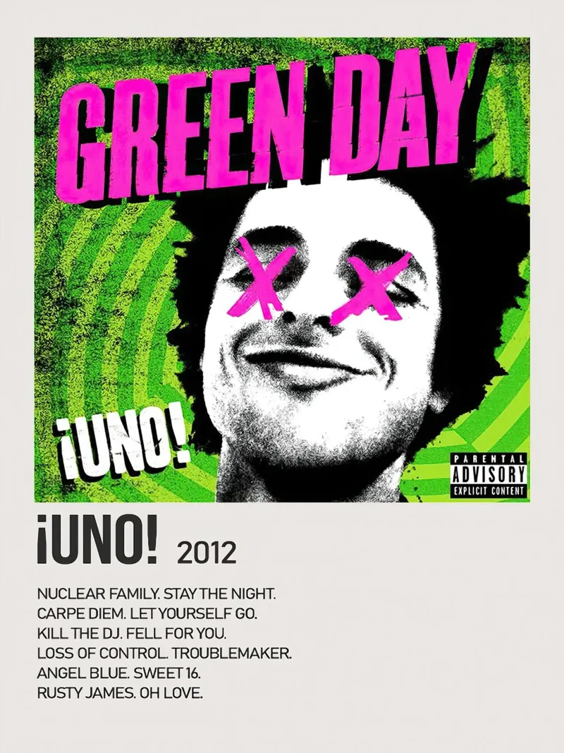 Green Day Uno poster con telaio in alluminio da Roronoa7