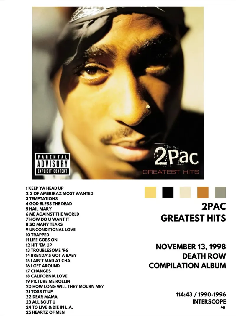 2 Pac Greatest Hits tela con Cornice a cassetta da Roronoa7