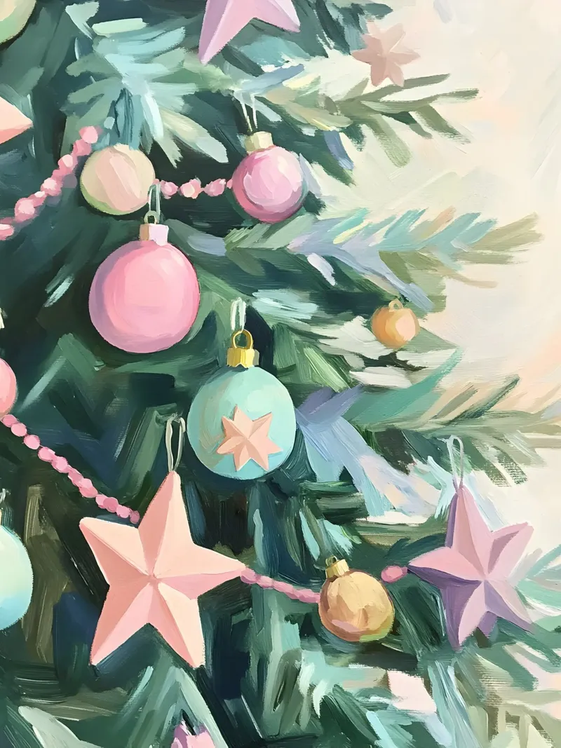 Pastel Christmas Tree poster con telaio in alluminio da Gypsy Galleria