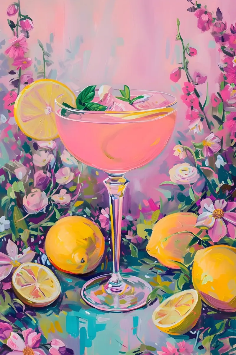 Drink mit Zitronen & Blumen Leinwand von Yaso Design & Art