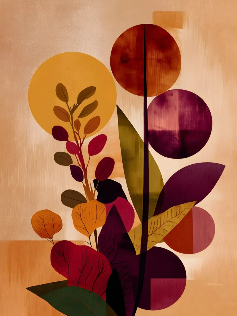 Abstract Botanical Shapes canvas with Floater frame by Gypsy Galleria