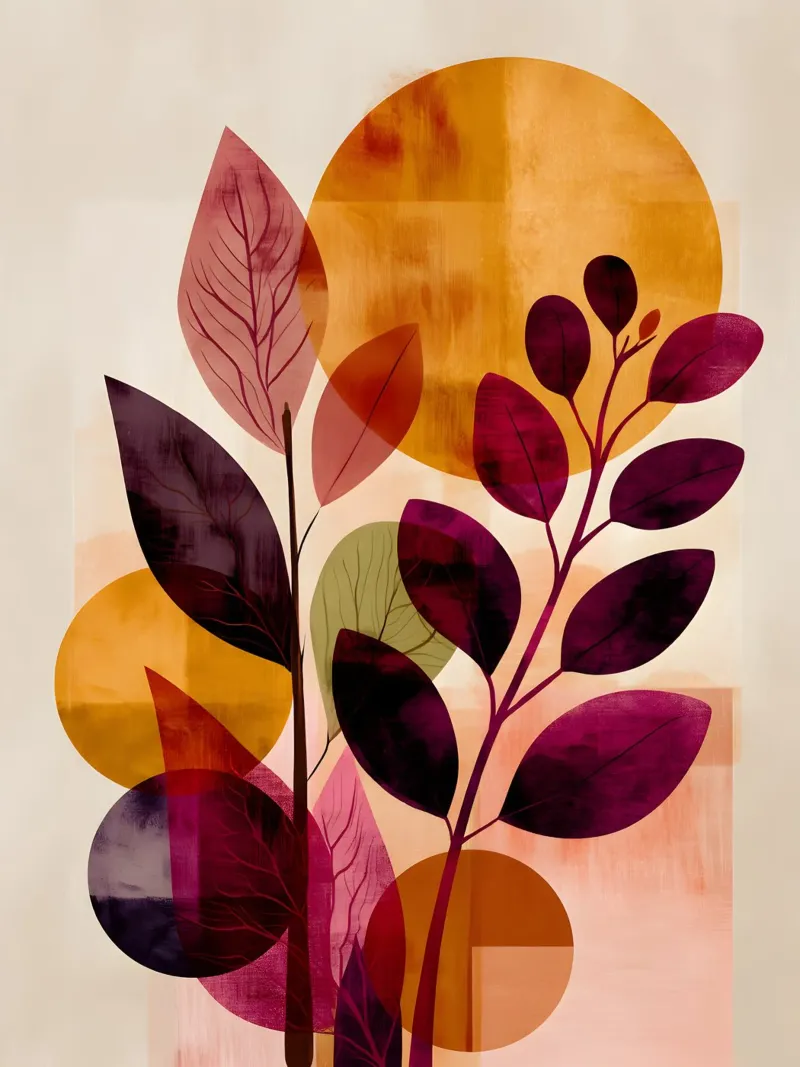 Abstract Botanical Shapes canvas with Floater frame by Gypsy Galleria