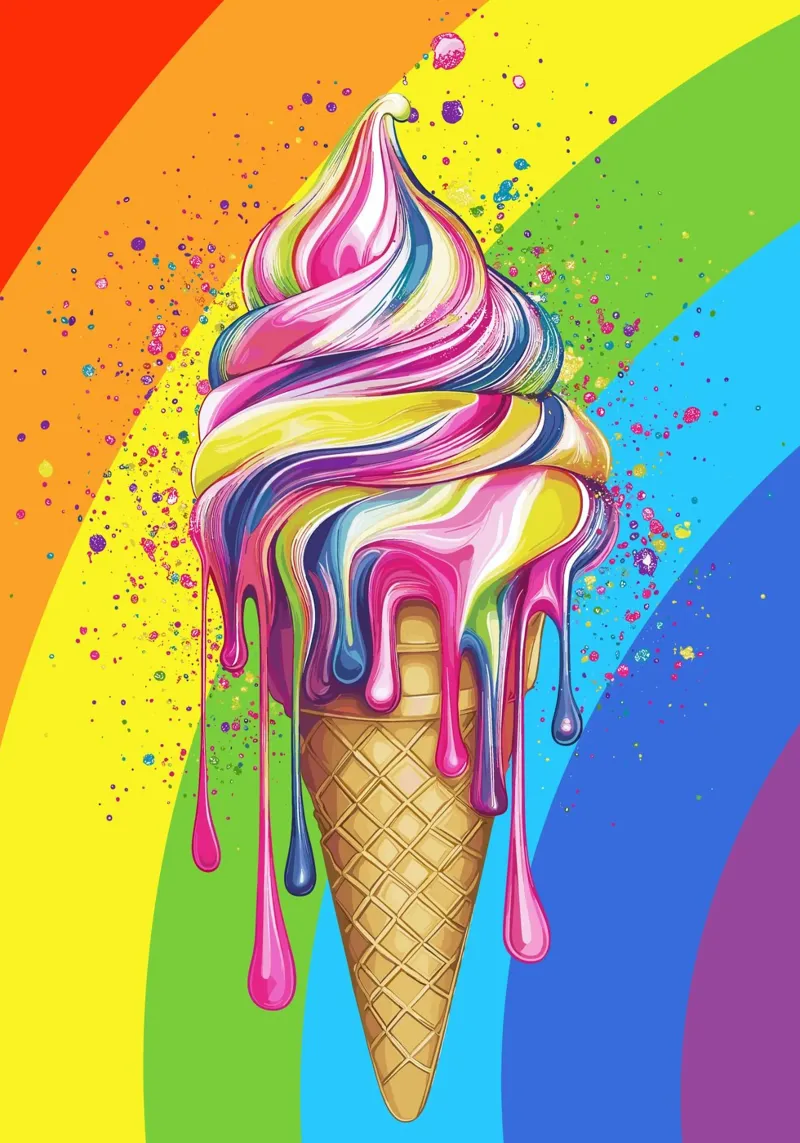 Gelato colorato con i colori dell'arcobaleno tela con Cornice a cassetta da pixelbull - medieval art and more