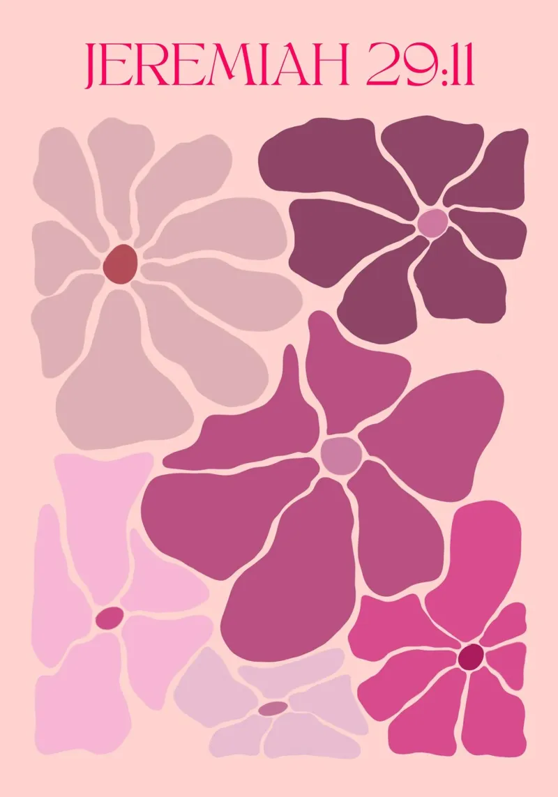 Jeremia 29:11 bloemsierkunst Print, Modern Christelijk Decor canvas met Baklijst van vintagepod