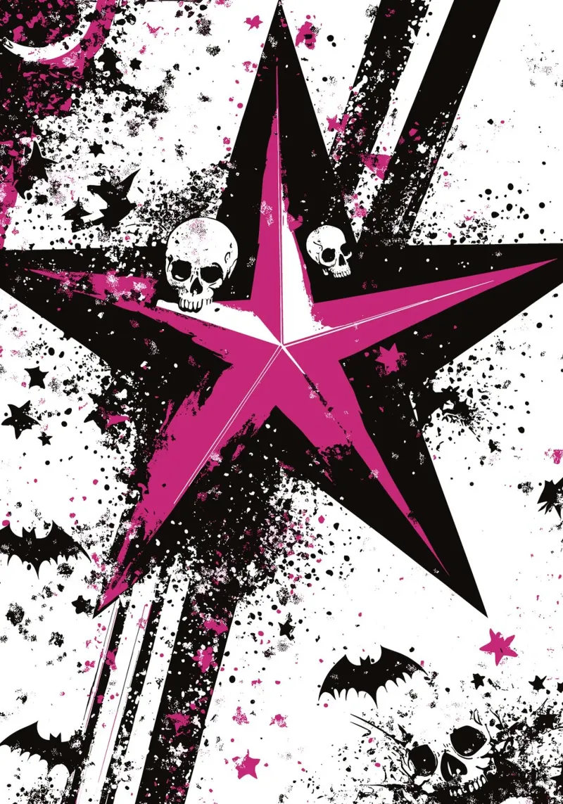 Stella con teschi in stile punk tela con Cornice a cassetta da pixelbull - medieval art and more