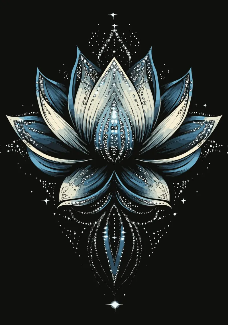 Magico fiore di loto blu poster da pixelbull - medieval art and more