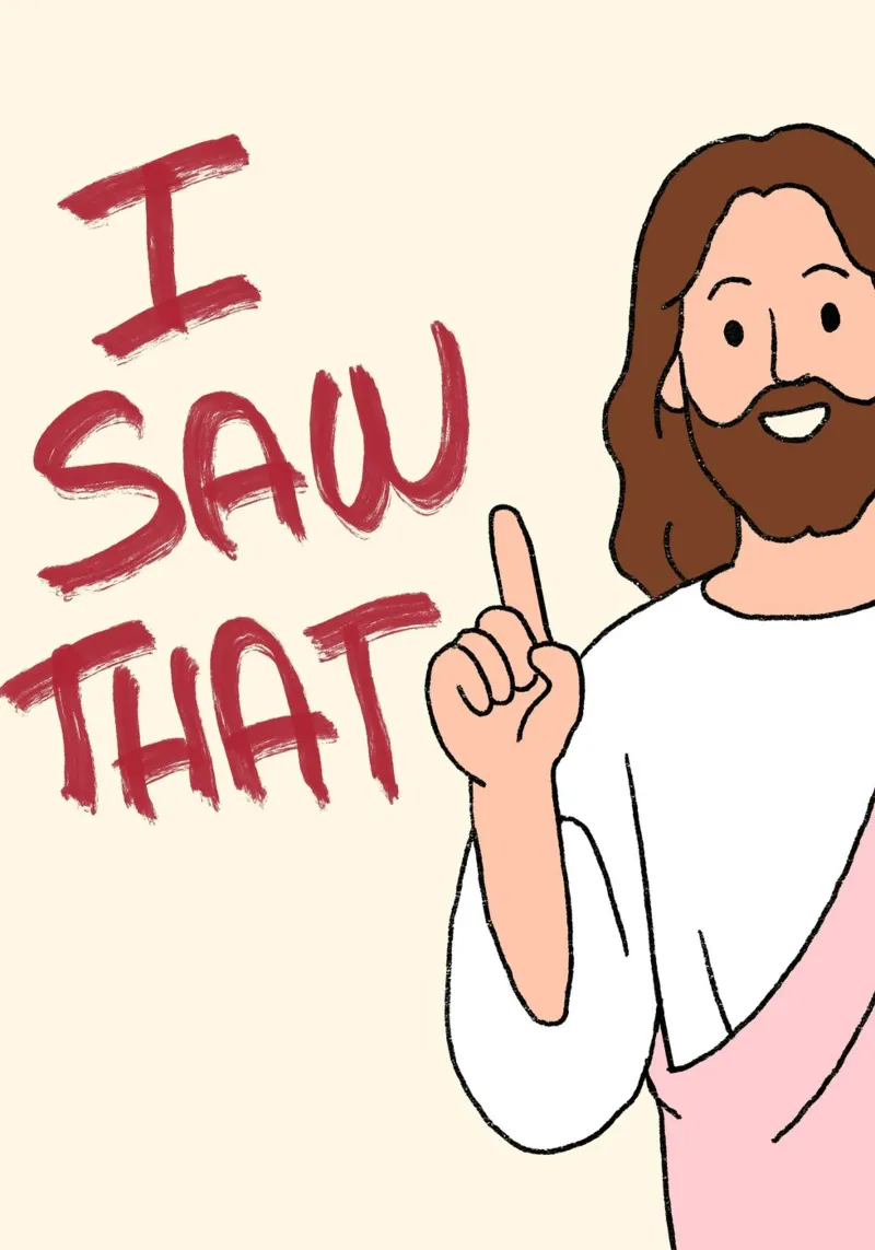 Grappige "Ik zag dat" Jezus, Christelijke Meme Poster canvas met Baklijst van vintagepod