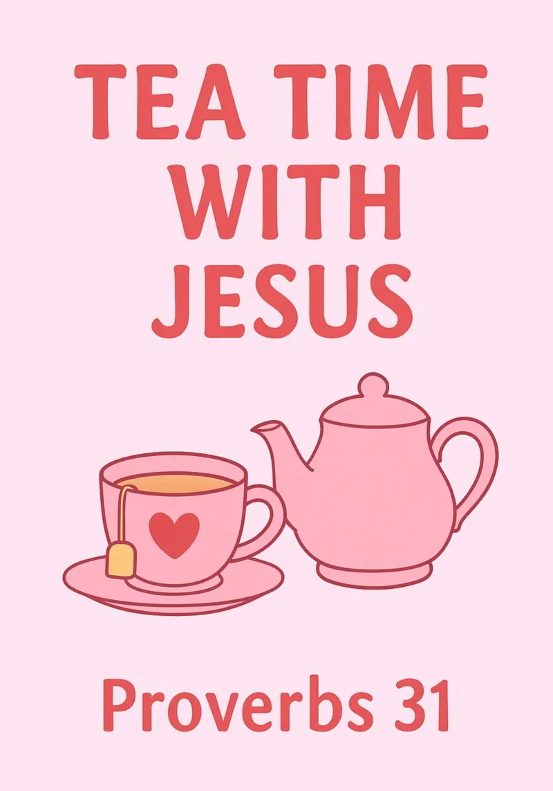 Tea Time with Jesus, Proverbs 31 Christian Art canvas with Floater frame by vintagepod
