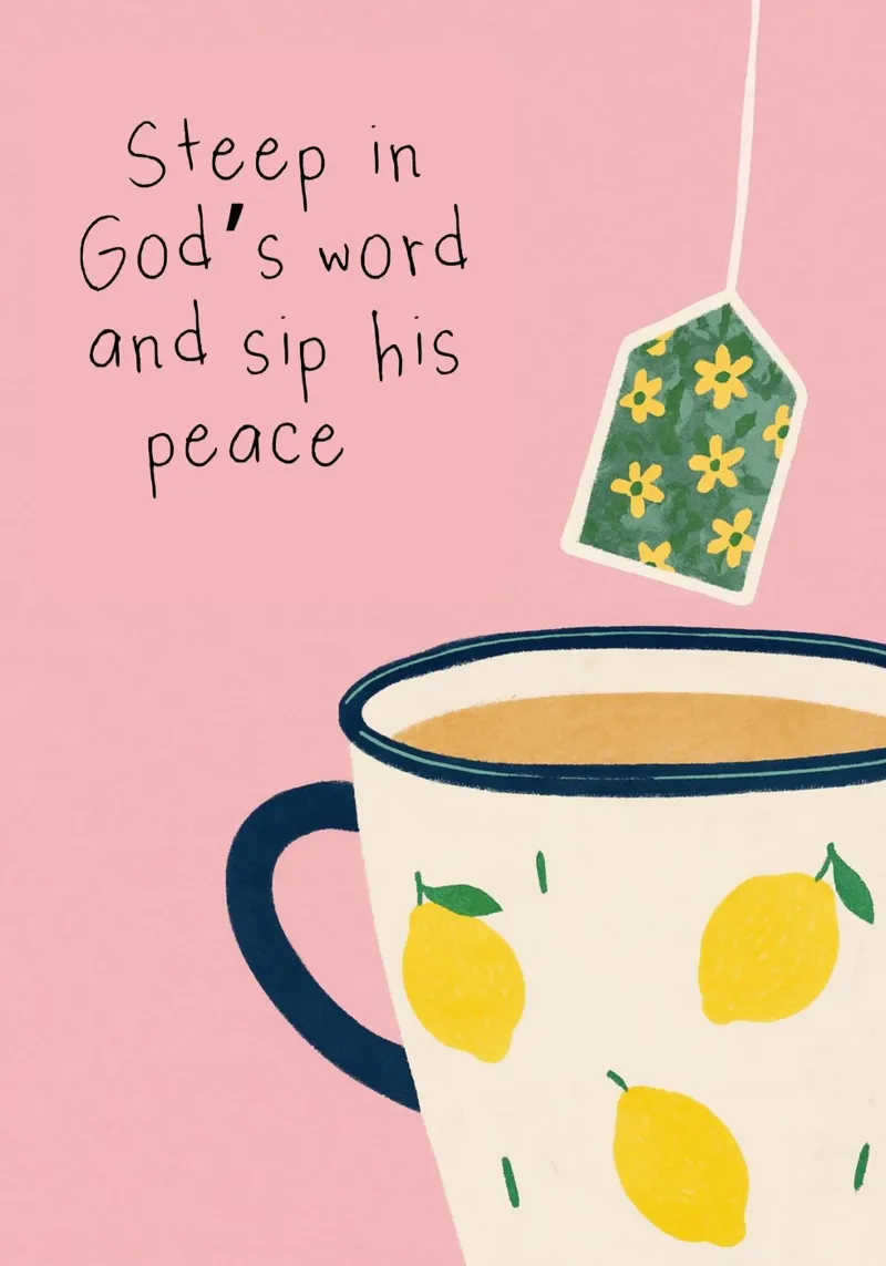 Steep in God's Word, Tea Time Christian Art Leinwand mit Schattenfugenrahmen von vintagepod