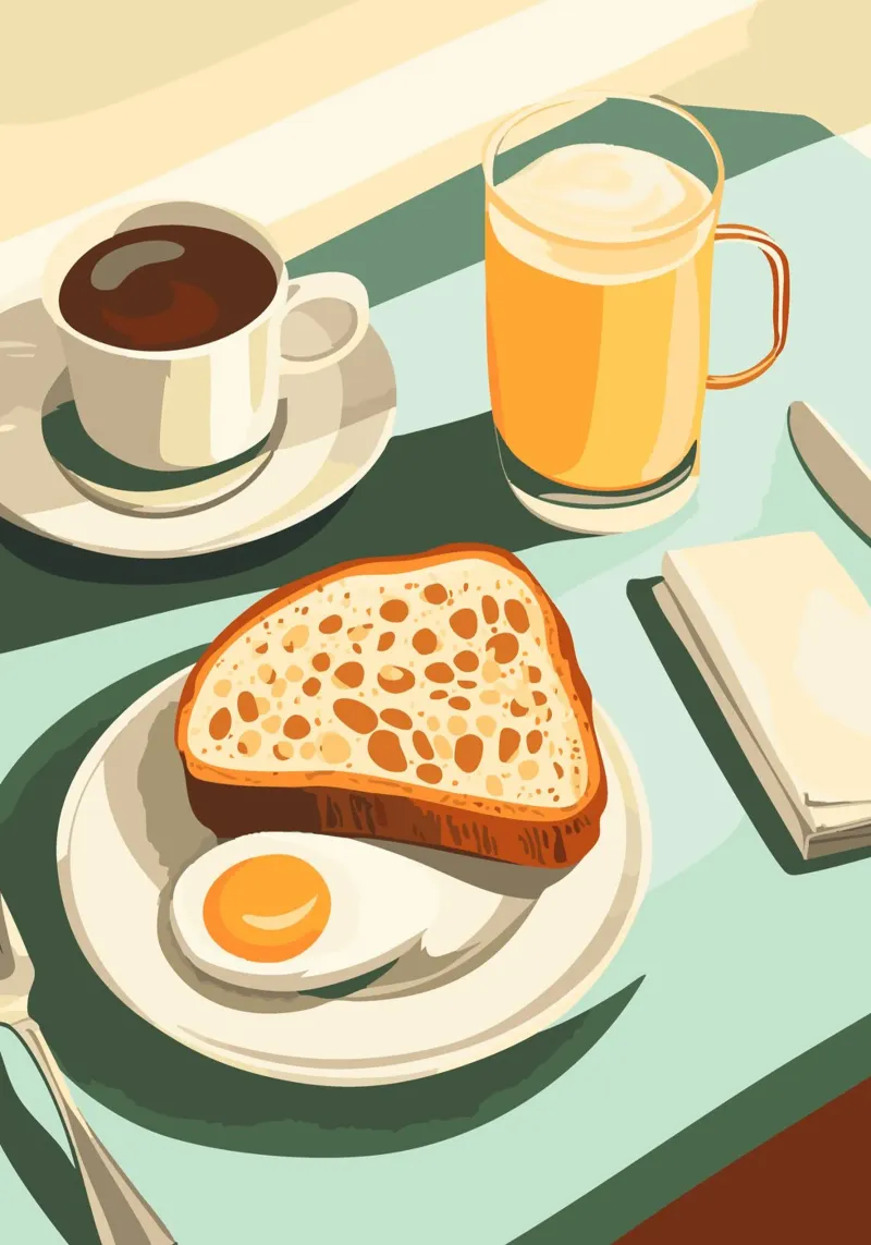 Breakfast with coffee and bread canvas with Floater frame by pixelbull - medieval art and more