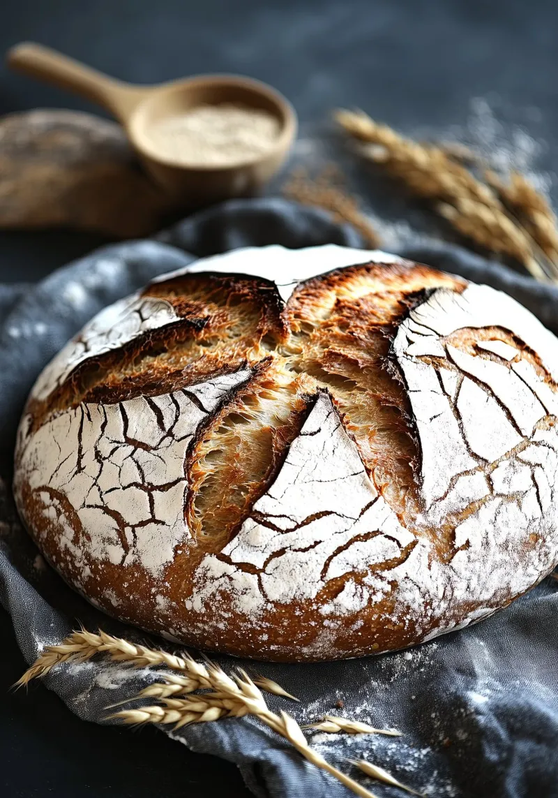 Rustic sourdough bread on linen cloth canvas with Floater frame by pixelbull - medieval art and more