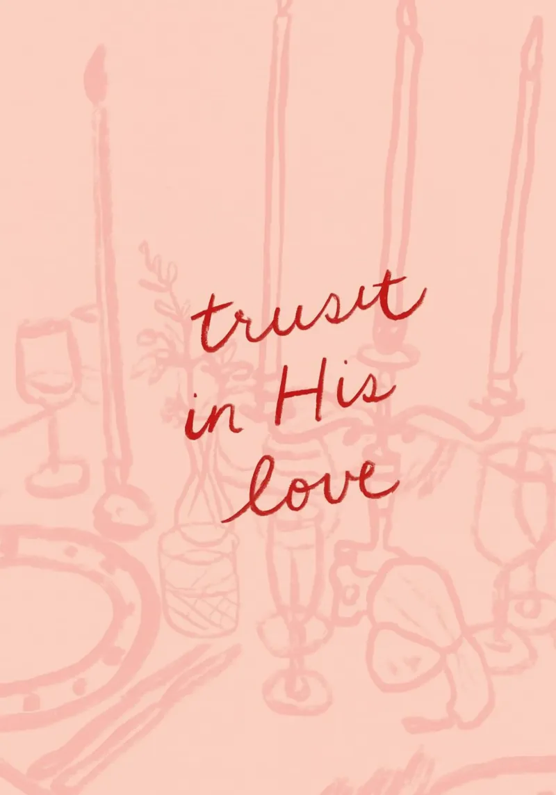 Trust in His Love, Christian Dinner Table Art canvas with Floater frame by vintagepod