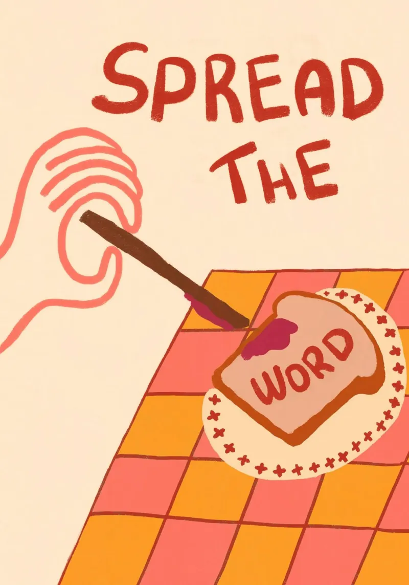 Diffondere la parola, stampa d'arte umoristica spirituale poster con telaio in legno da vintagepod