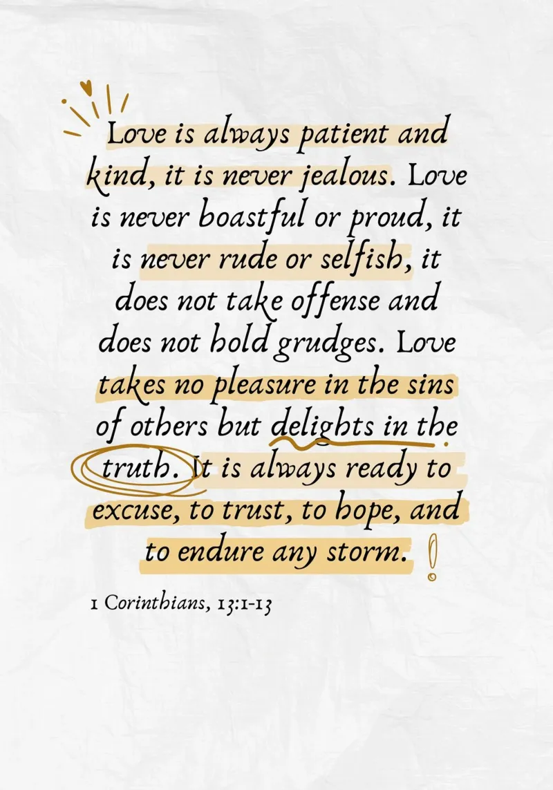 L'amore è paziente, 1 Corinzi 13:1-13 Versetto biblico poster con telaio in plastica da vintagepod