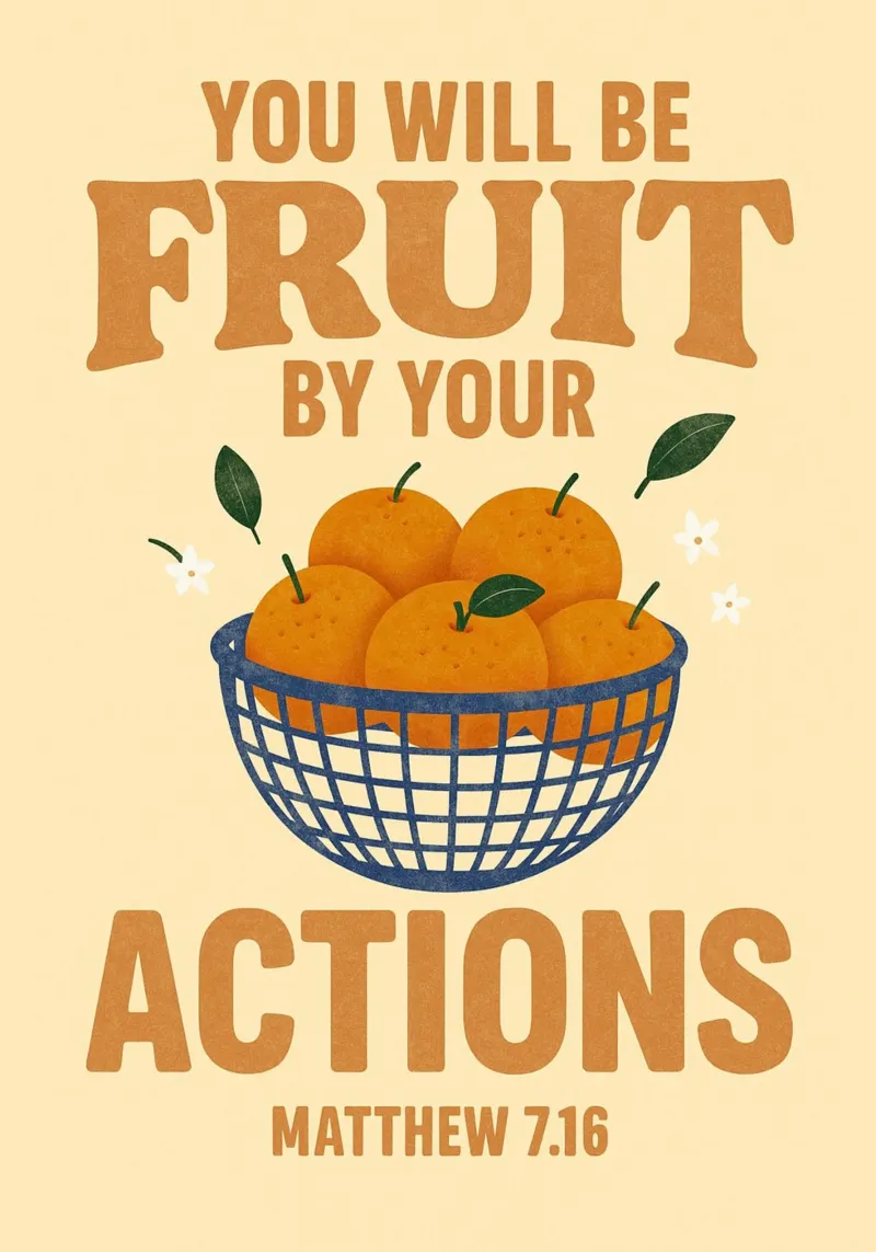 Vous serez le fruit de vos actions, Matthieu 7:16 toile avec Caisse américaine de vintagepod