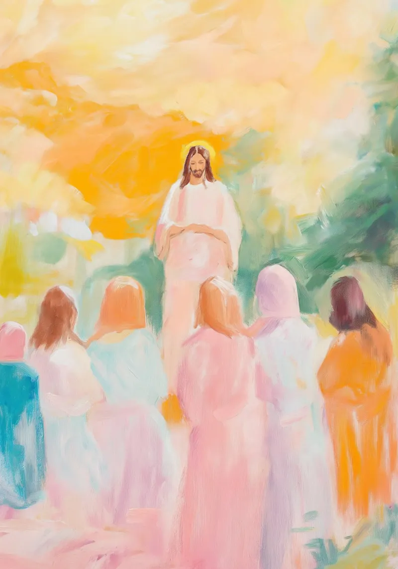 Jesus and His Disciples, Impressionistic Art canvas with Floater frame by vintagepod
