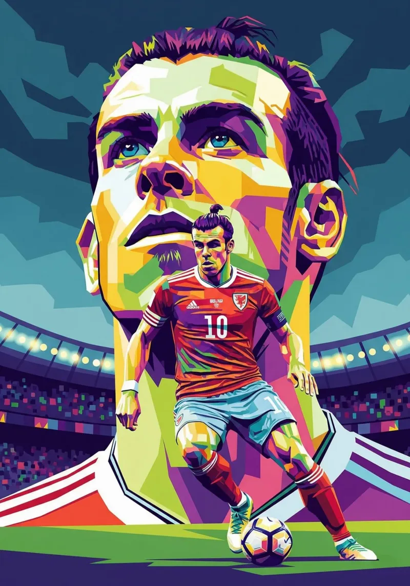 Gareth Bale pop art portrait #1 canvas with Floater frame by Hantamrata