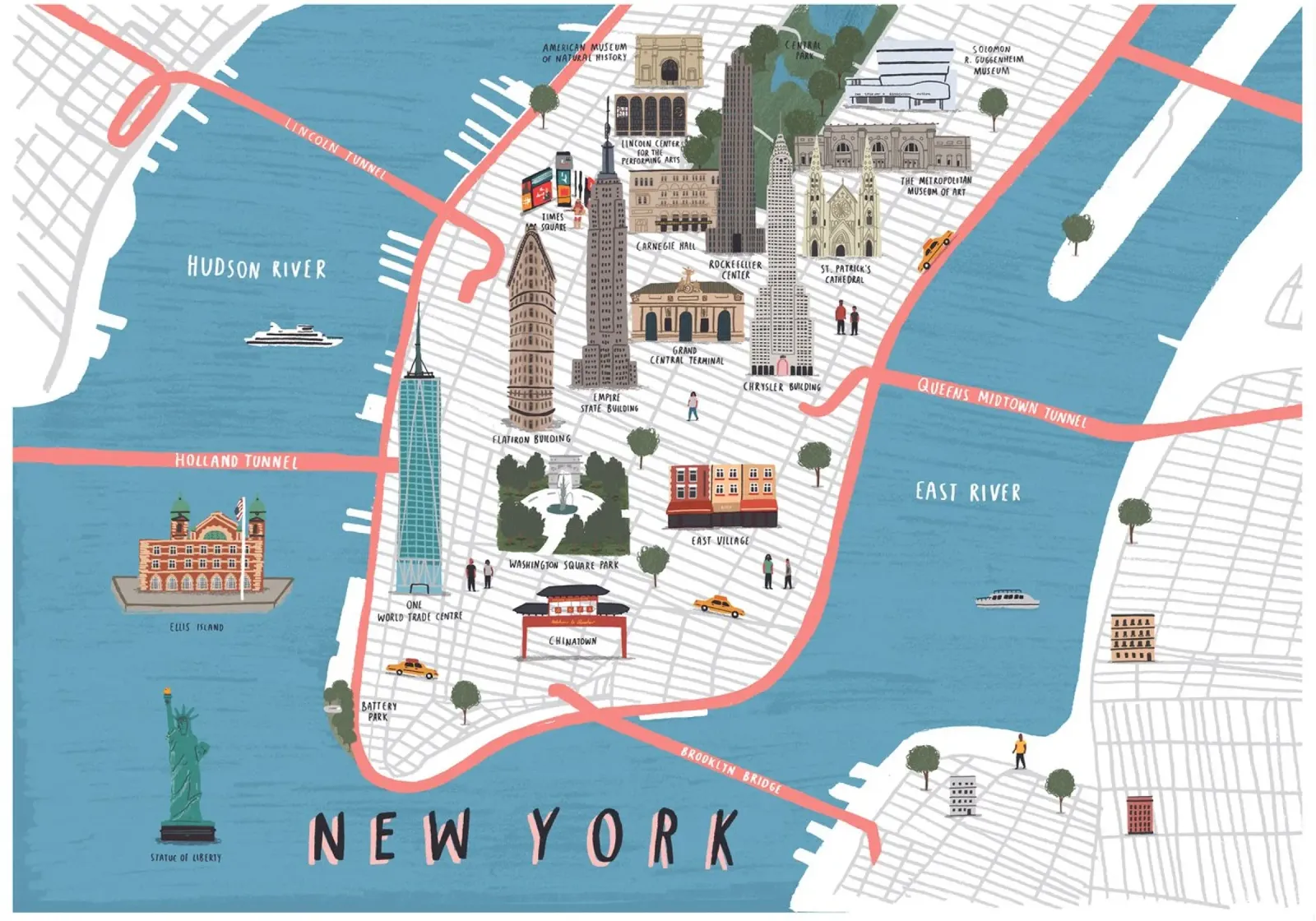New York Karte Acryl-Glas von Alex Foster