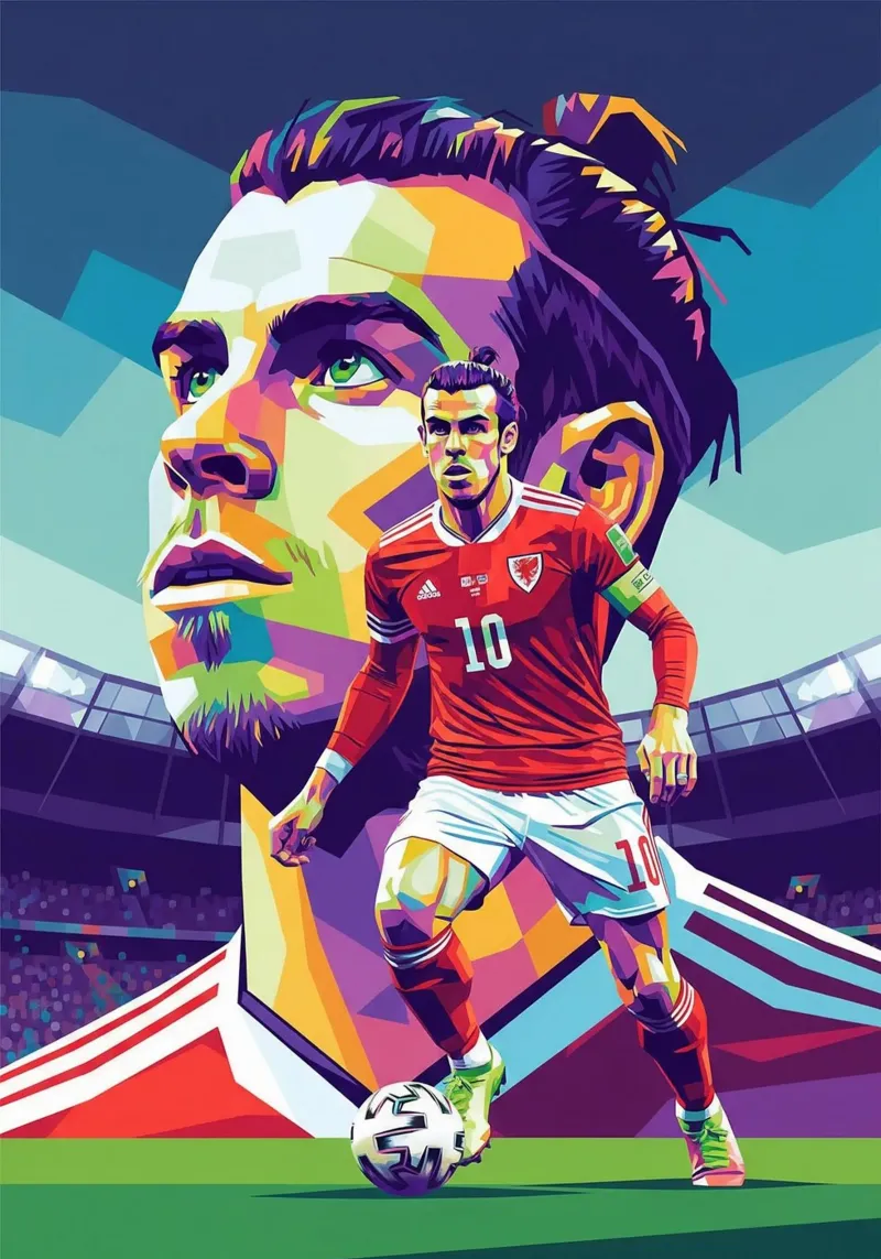 Gareth Bale pop art portrait #2 canvas with Floater frame by Hantamrata