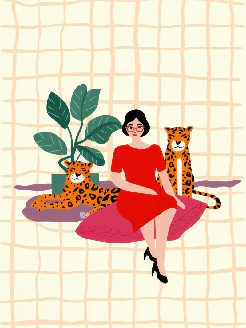 Leopardo in posa poster con telaio in alluminio da Wish Studio