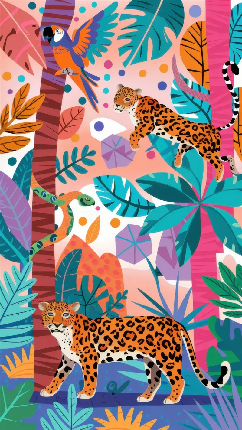 Jungla de leopardos lienzo con Marco flotante de Heaven Craft
