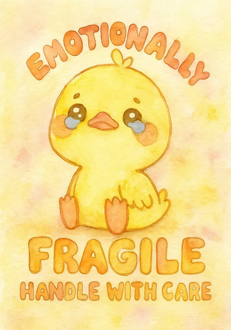 emotivamente fragile maneggiare con cura divertente anatra triste tela con Cornice a cassetta da cepeducks