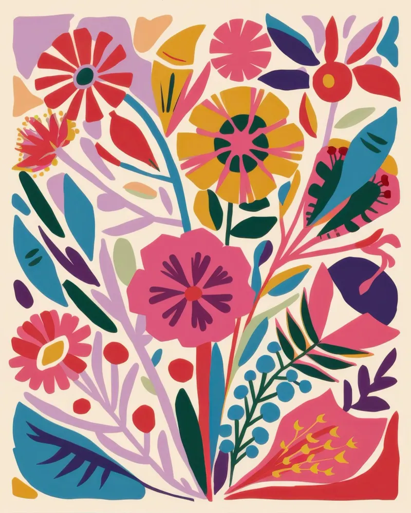 Bouquet floreale Folk Art poster da Wish Studio