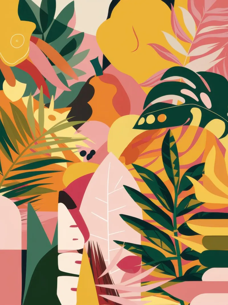 Fusione astratta tropicale poster con telaio in legno da Wish Studio