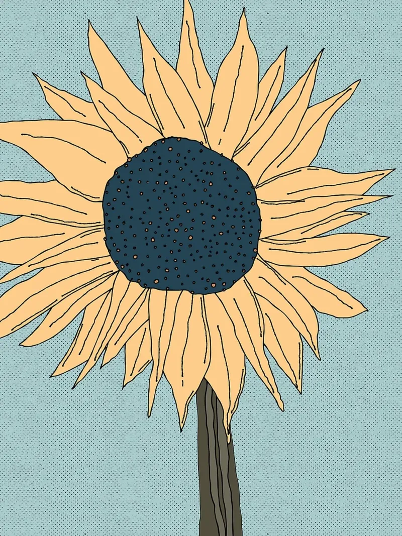 Illustrazione di girasoli poster con telaio in legno da Leon Franke