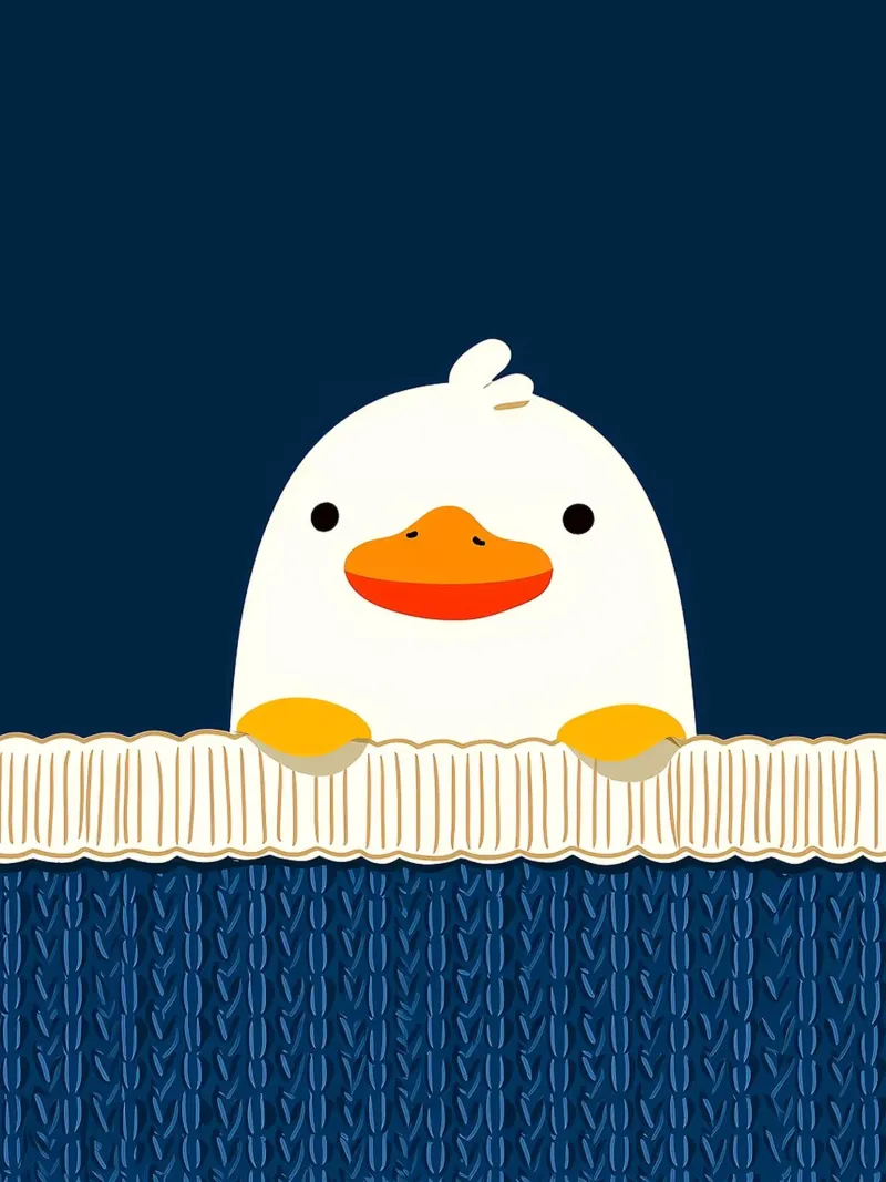 Cute Duck on a Blue Background canvas with Floater frame by Leon Franke