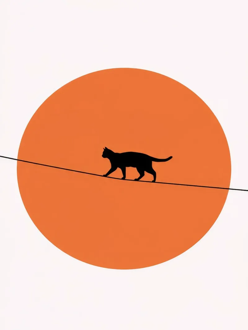 Sagoma di gatto su filo poster da Leon Franke