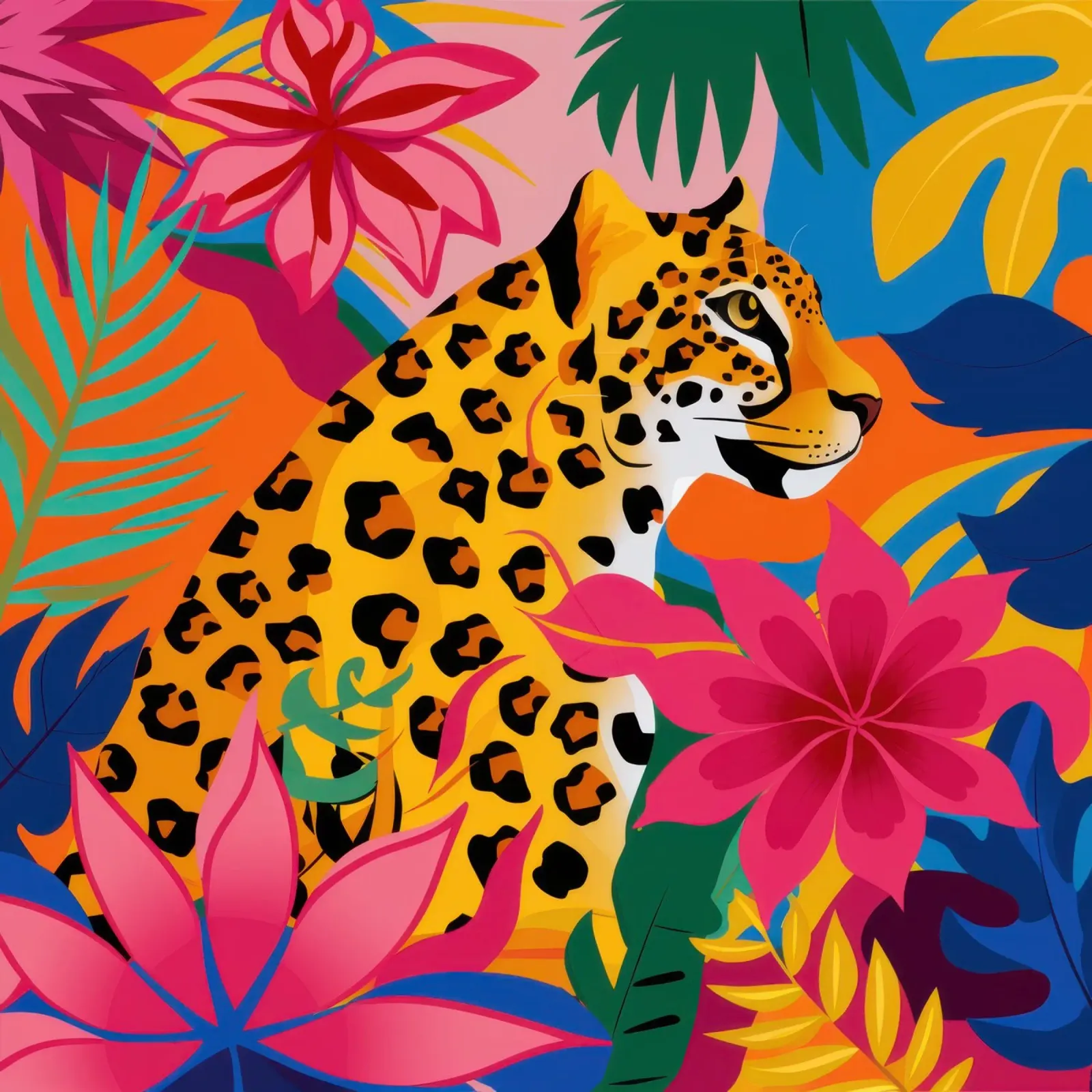 Nascondiglio floreale leopardato poster con telaio in legno da Wish Studio