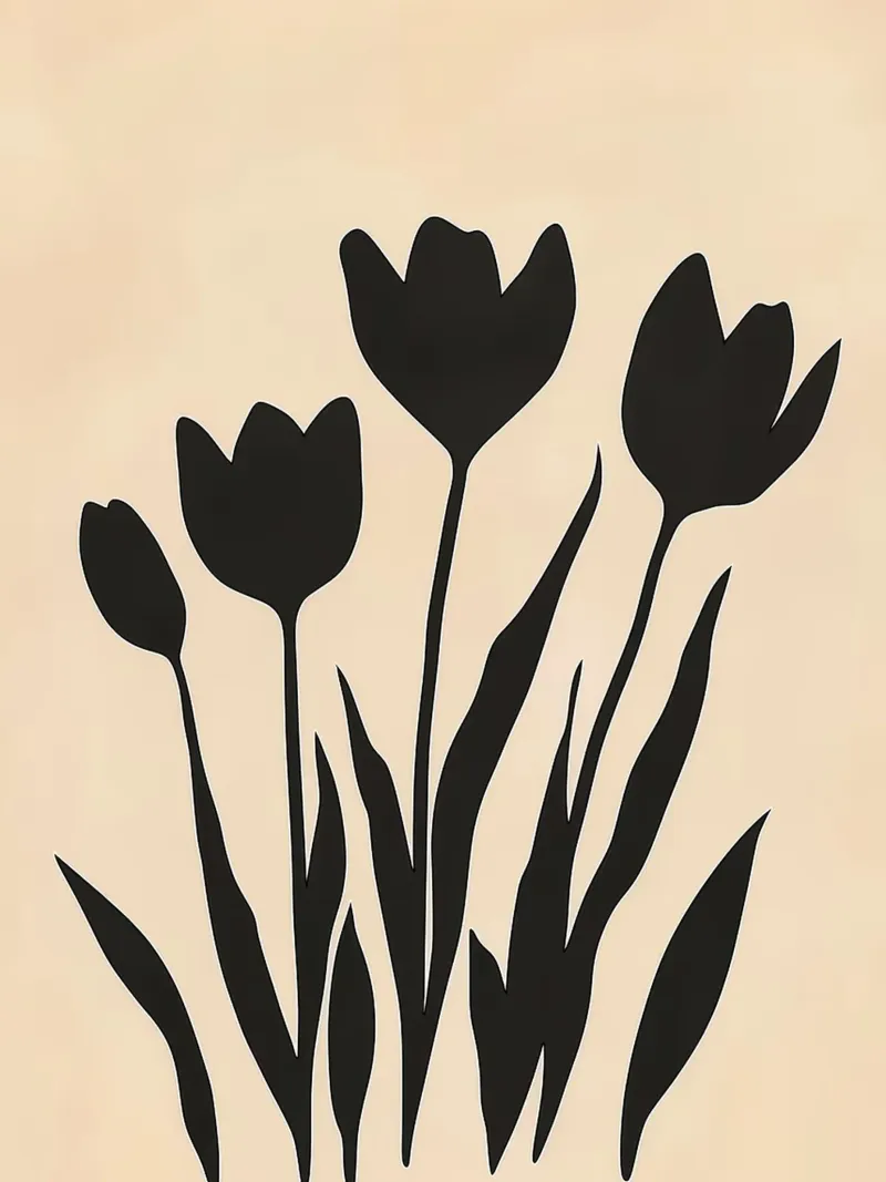 Zwarte Tulp Mid Eeuw canvas met Baklijst van Lisa Becker