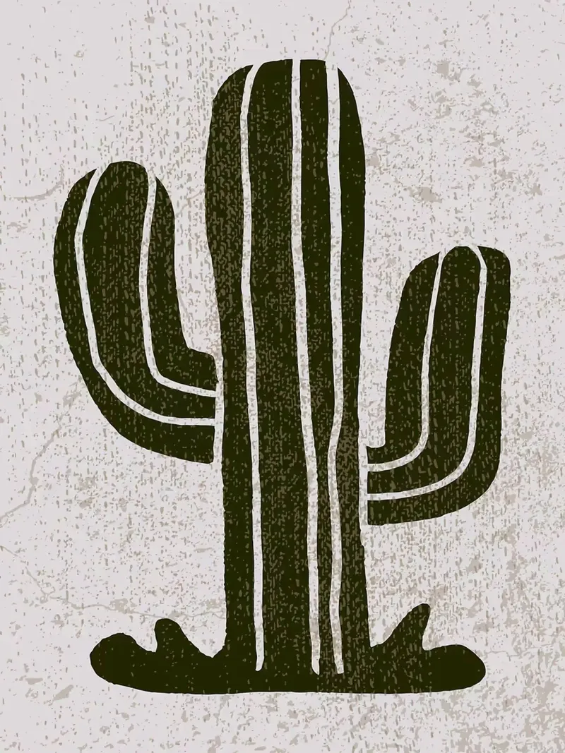 Minimalist Boho Cactus Illustration canvas with Floater frame by Lisa Becker