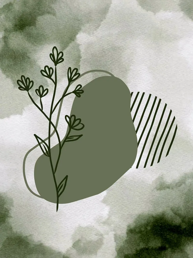 Verde floreale astratto minimalista Boho Art poster da Lisa Becker