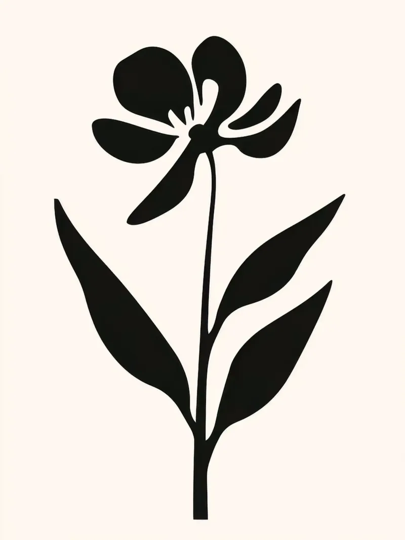 Silhouette di fiori in bianco e nero tela con Cornice a cassetta da Anna Müller