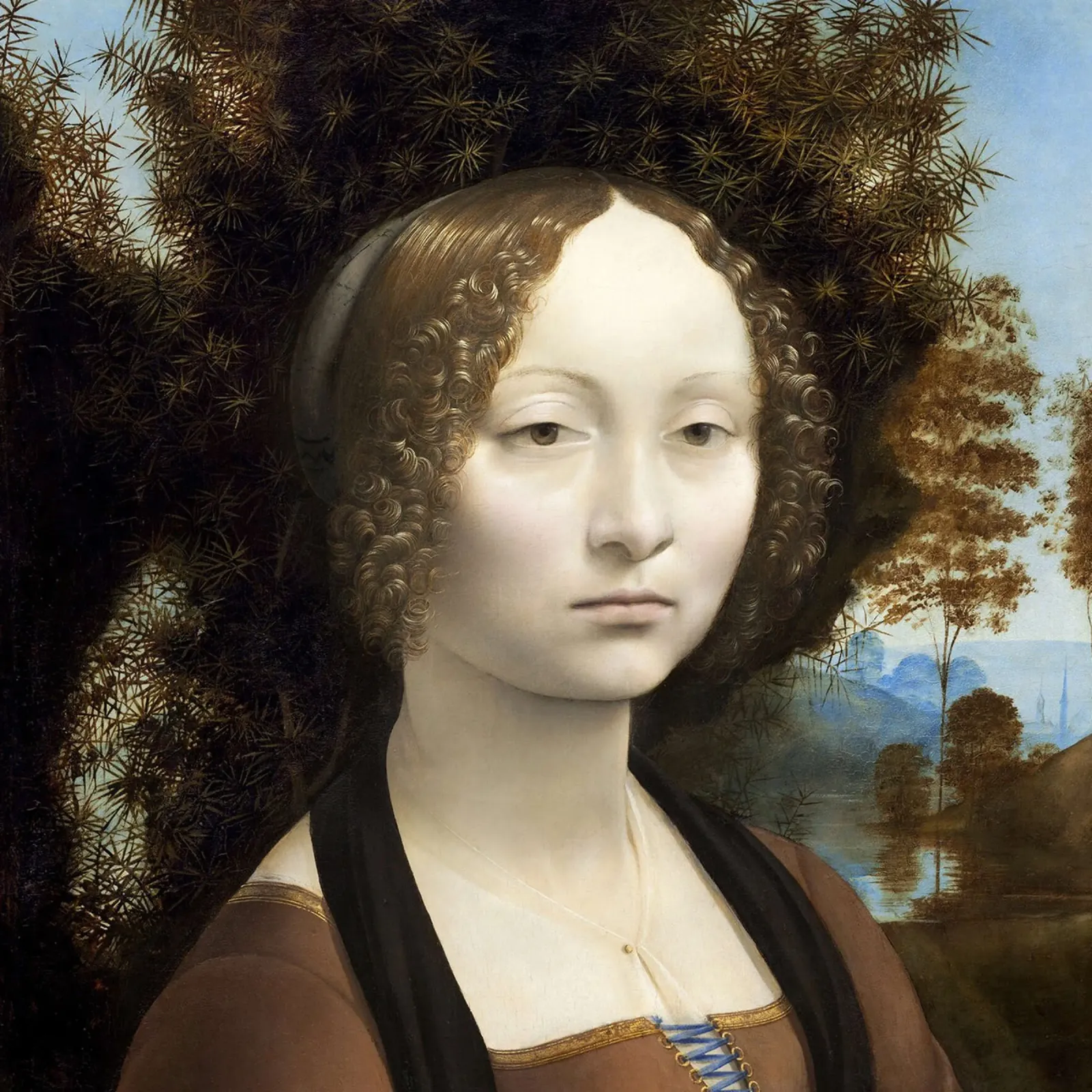 Ginevra de' Benci by Leonardo da Vinci tela con Cornice a cassetta da James McIntosh