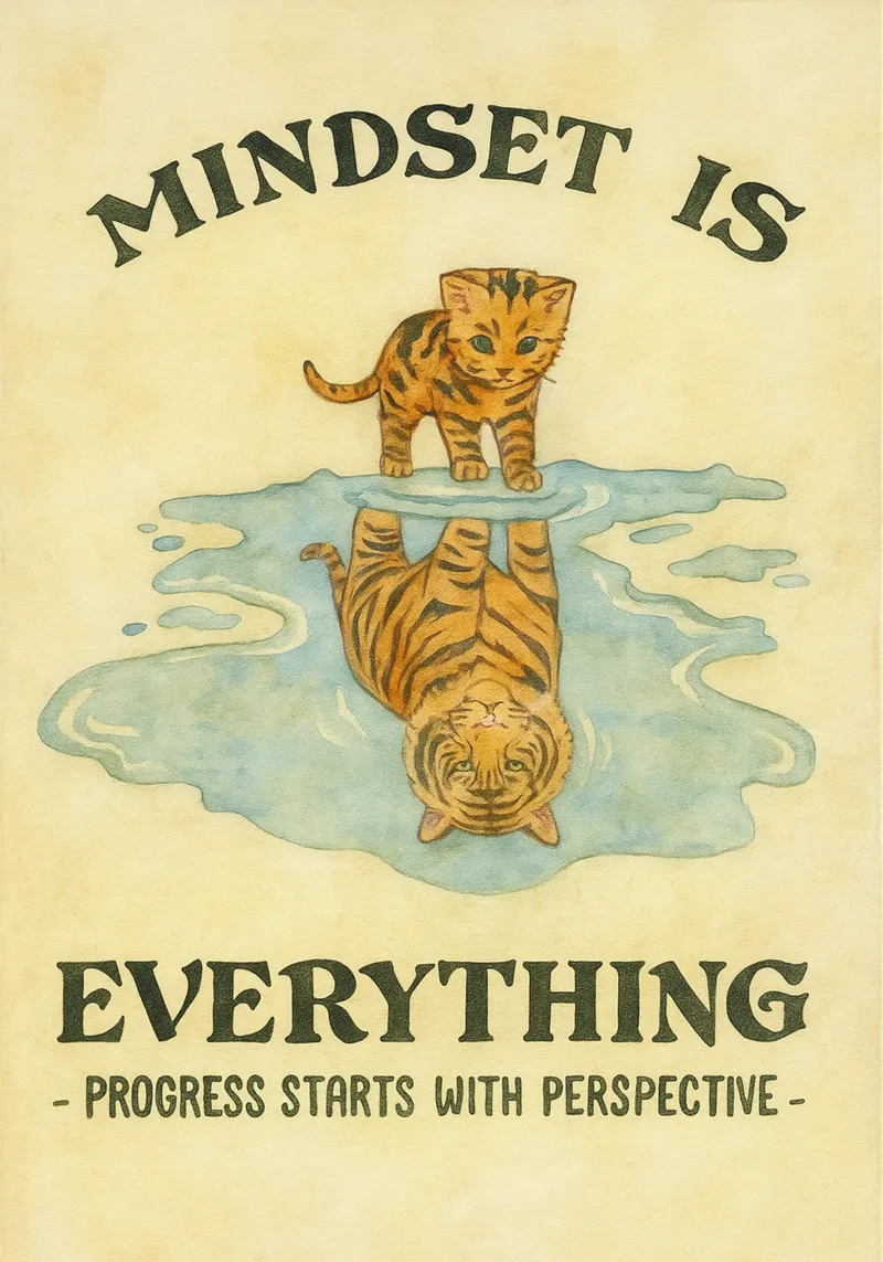mindset is everything cat canvas with Floater frame by cepeducks