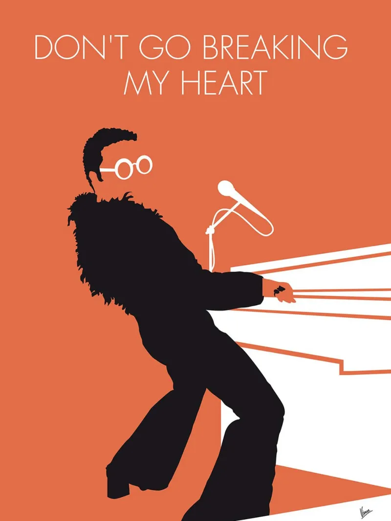 Elton John - Don't Go Breaking My Heart di Chungkong tela con Cornice a cassetta da jammie