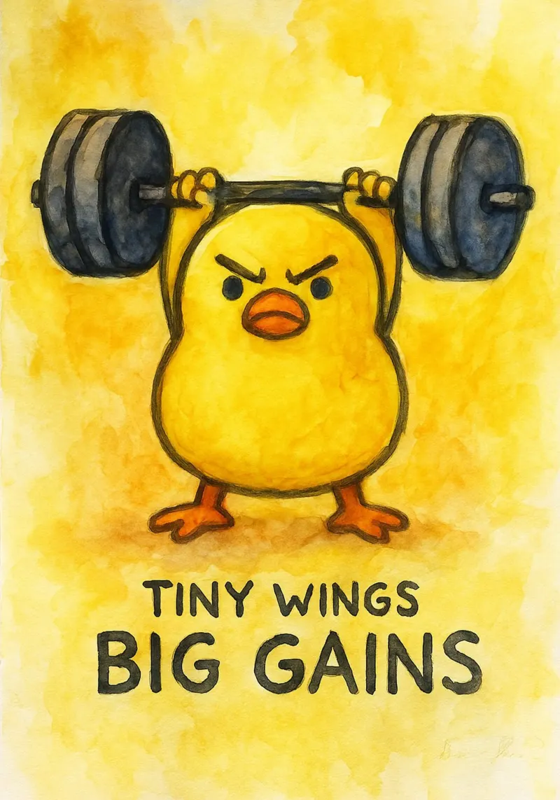 tiny wings big gains funny duck canvas with Floater frame by cepeducks