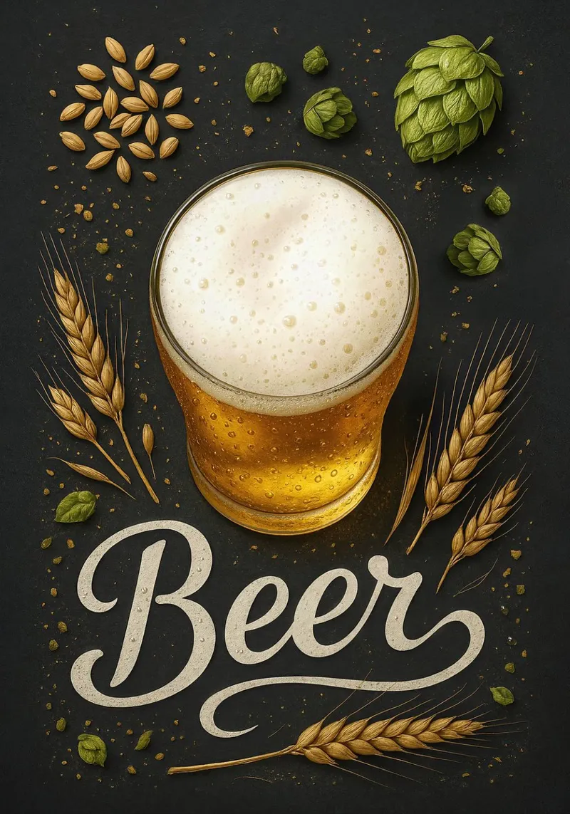 Poster sulla birra - Arte della birra dorata per bar e cucina tela con Cornice a cassetta da mesa
