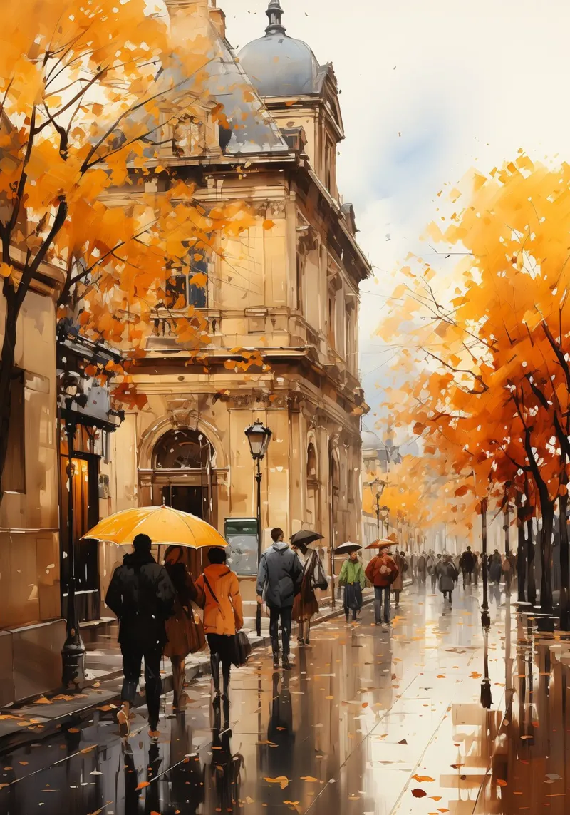 Autumn Rain poster con telaio in plastica da Artsy Bessy