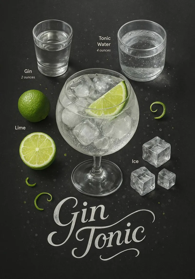 Poster per Gin Tonic - Classico cocktail da bar agli agrumi poster da mesa