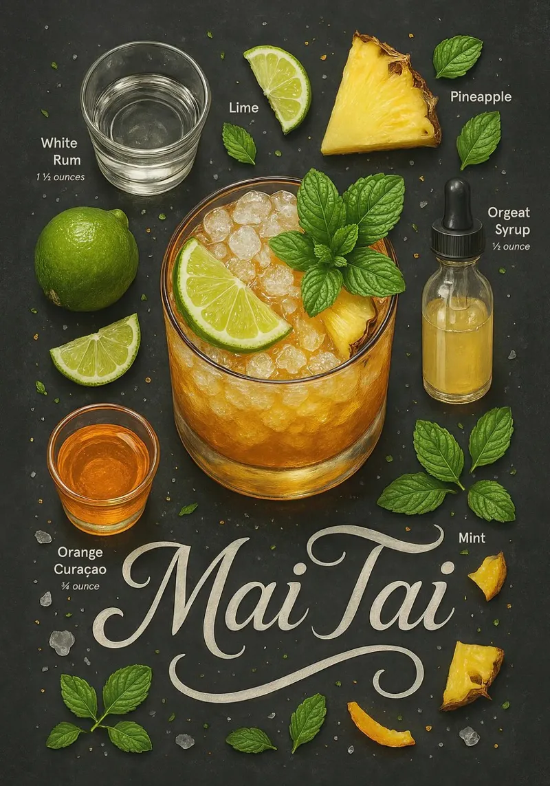 Poster Mai Tai - Cocktail tropicale a base di rum e agrumi poster da mesa