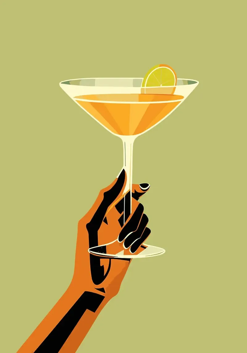 Un bicchiere di cocktail poster con telaio in alluminio da mesa
