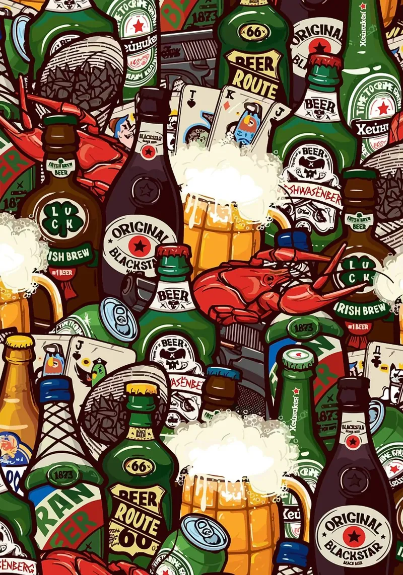 Birra tela con Cornice a cassetta da mesa